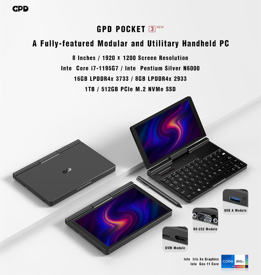 GPD Pocket 3 - Mini Laptop with 11th Core Intel I7 CPU