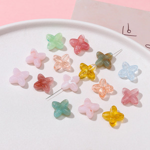 Perles de fleurs en acrylique à quatre pétales, perles lâches pour la fabrication de bijoux, accessoires de bricolage, 12mm, multicolores - Product Image 4