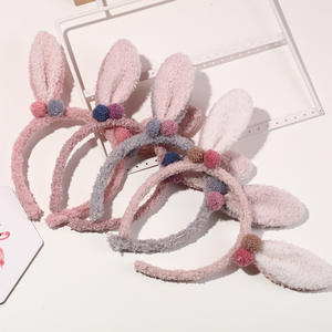 Diadema coreana con orejas de conejo de piel de oveja, diseño floral, linda y versátil, para lavarse la cara, para venta al por mayor en talla de mujer - Product Image 1