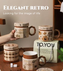 Juego de Tazas de Té de Cerámica Vintage de 401-500 ml, Platos de Alta Estética para Uso Doméstico, Ideales para Café y Té - Product Image 6