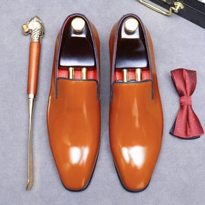 Chaussures habillées pointues en cuir lisse de luxe pour hommes, noires et marron, chaussures de créateur de haute qualité résistantes à l'eau - Product Image 3