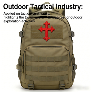 Patch décoratif thermocollant brodé, motif <span class=keywords><strong>croix</strong></span> rouge Santiago et <span class=keywords><strong>croix</strong></span> florale vintage, écologique, avec lettres anglaises, pour veste et sac <span class=keywords><strong>à</strong></span> dos - Product Image 2
