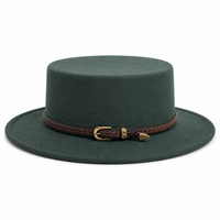 Chapeau Fedora en feutre de laine avec logo personnalisé, vente en gros, fabrication usine, ceinture décorative, large bord plat, unisexe, pour usage quotidien, fêtes et occasions formelles, couronne haute