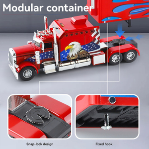 Modèles de voitures à l'échelle 1:24, camions lourds américains Actros, conteneurs, revêtement Peterbilt 389, modèle en alliage métallique, jouet de camion en alliage métallique - Product Image 5
