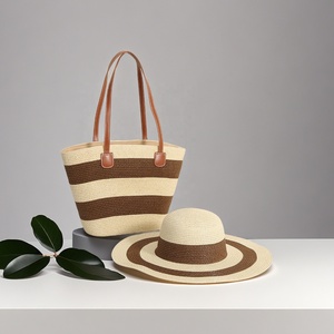 FSP523 été décontracté femmes plage fourre-tout sacs vacances <span class=keywords><strong>chapeau</strong></span> de <span class=keywords><strong>paille</strong></span> ensemble nouveau Style rayé couleur dames <span class=keywords><strong>paille</strong></span> sacs à main <span class=keywords><strong>et</strong></span> <span class=keywords><strong>chapeau</strong></span> de plage - Product Image 4