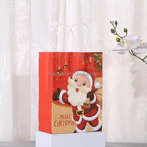 Tas Kertas Kerajinan Bungkus Tangan Tas Hadiah Merah Klasik Tas Hadiah Natal Grosir