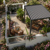 Pergola carrée en alliage d'aluminium thermolaqué, écologique, à ouverture manuelle, avec toit à persiennes, résistante aux intempéries, pour l'extérieur
