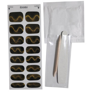 Directement de Corée # Autocollant pour ongles semi-durci Wave Gold, autocollant magnétique pour ongles en gel effet volume, autocollant pour ongles en gel souple imperméable style coréen - Product Image 1