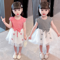 Coton filles robes enfants filles belles robes jupes bébé fille à carreaux couture gaze jupe en gros