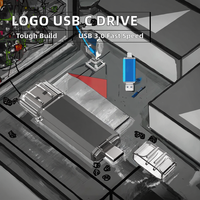 Logo Kustom Logam Murah Grosir Thumb USB C Pendrive Memory Stick 8GB 16GB 32GB 64GB Tipe C OTG USB Flash Drive 2 in 1 U Disk