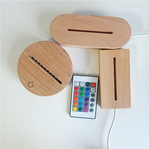Base de lámpara Led 3d acrílica táctil, base de madera, lámpara Led, Cable Usb, luz nocturna, venta al por mayor - Product Image 4