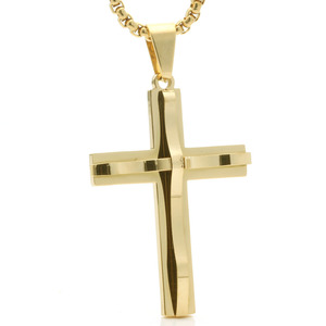 Yunnique – collier avec pendentif croix en or, en alliage de zinc, bijoux unisexes à la mode, cadeau - Product Image 1