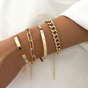 Set di 4 Braccialetti con Scritta LOVE per Donne, Stile Punk, Catena Geometrica, Gioielli da Polso alla Moda - Product Image 2