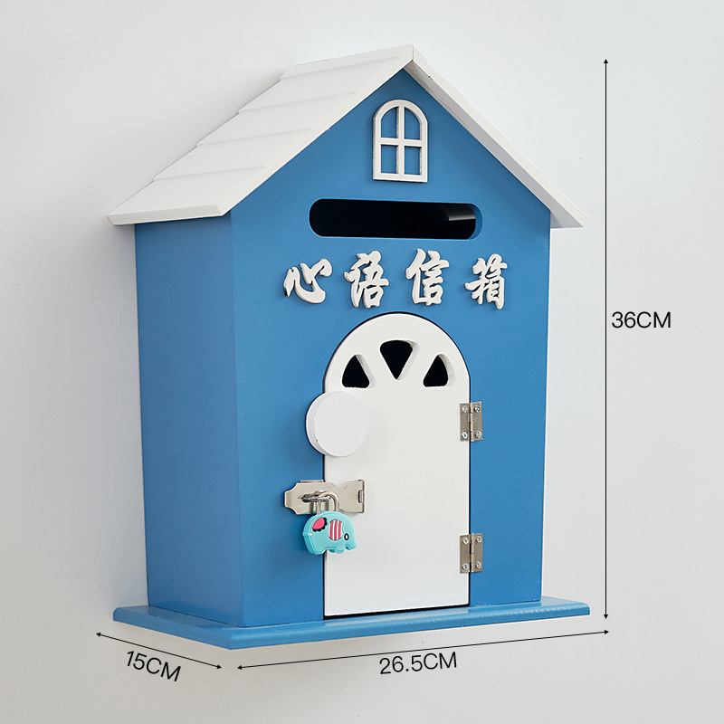 New large blue whispered message mailbox with lock