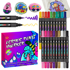 KHY 20色マーカーペンデュアルチップアクリルペイントマーカーセットファインブラシチップ防水アクリルマーカー - Product Image 5