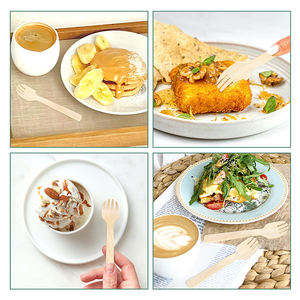 Wholesale <strong>Personalized</strong> 140mm/16cm Luxury Cutlery Set Compostable Biodegradable Disposable Wooden Spoon <strong>Fork</strong> Knife for Parties - Product Image 5