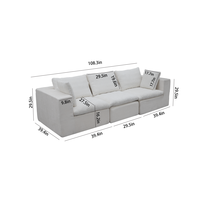 Sofa Modular 3 Dudukan Terkompresi dalam Kotak, Kain Lembut Busa, Kompresi Vakum, Perabot Rumah