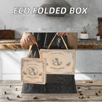 Dossiers en papier artistique pliés sur mesure, écologiques, nouveau design, avec poignée en ruban faite à la main, dorure à chaud, pelliculage mat, pour le stockage alimentaire