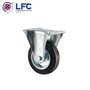 Longfeng <span class=keywords><strong>3</strong></span> 4 5 6 8 Zoll verzinkt schwarz Voll gummi Rad rolle Rolle starr drehbar Verriegelung Brems wagen Wagen Müll rollen - Product Image 1