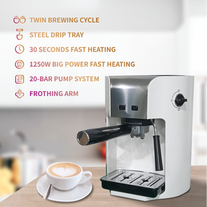 Machine à expresso semi-automatique électrique JAVA avec portafiltre, <span class=keywords><strong>mousseur</strong></span> à <span class=keywords><strong>lait</strong></span>, pression <span class=keywords><strong>de</strong></span> 20 bars, design compact pour un usage domestique et professionnel - Product Image 6