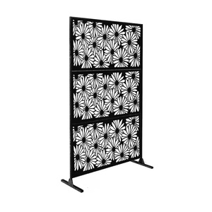 Metal Privacy <strong>Screen</strong>, <strong>Free</strong> <strong>Standing</strong> Privacy <strong>Screen</strong> with Stable Heavy Base Spliced Decoration Fence <strong>for</strong> Patio, Balcony - Product Image 3