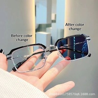 Lunettes presbytes HD photochromiques anti-lumière bleue pour hommes, monture carrée classique en métal, style mode