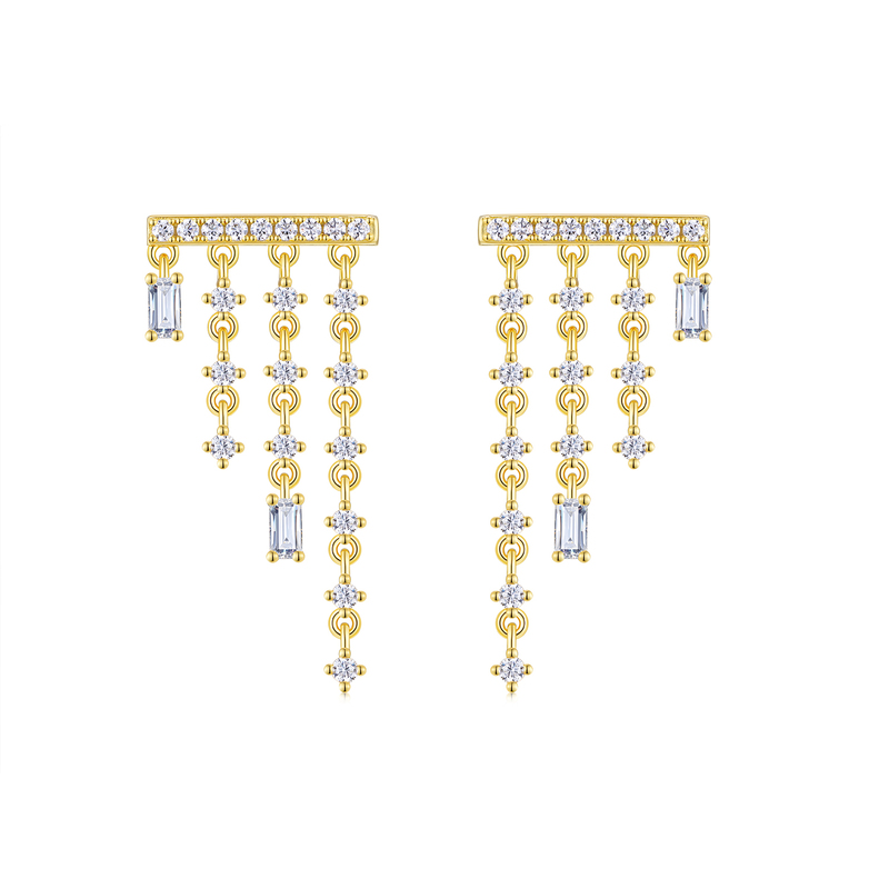 Moissanite S925 Silver Gold Plated Bow