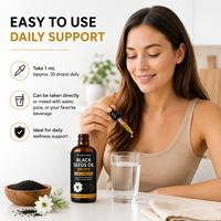 Suppléments à base de plantes pour le système immunitaire, marque privée OEM/ODM, vegan, huile de graines noires pressée à froid, gouttes liquides naturelles