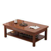 Nouvelle table basse carrée multifonctionnelle chinoise moderne en bois massif maison petit espace salon Table à thé double couche