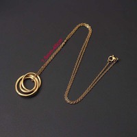 2025 nouveau acier inoxydable 3 cercles imbriqués pendentif délicat plaqué or dames chaîne en or mode bijoux collier