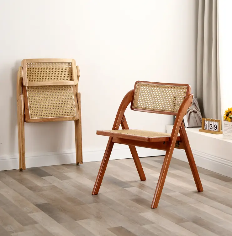 Mobili per la casa pieghevoli di alta qualità sedie da ristorante in Rattan di legno sala da pranzo Design moderno