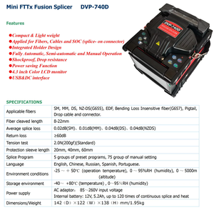 Máquina de Empalme Óptico FTTH Original, Empalmadora Digital DVP 740D para Fibra - Product Image 5