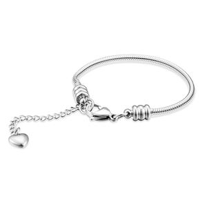 Wholesale Custom Fashion Ladies <strong>Bracelet</strong> Stainless Steel Heart <strong>Charm</strong> Snake Chain <strong>Bracelet</strong> for DIY Jewelry Women Girls - Product Image 2
