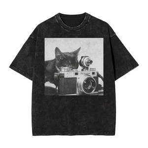 Camiseta Unisex Vintage de Fotógrafo para Impresión, Negra Lavada, Oversize, Casual, Holgada, Manga Corta, 100% Algodón Orgánico de Alta Calidad - Product Image 1