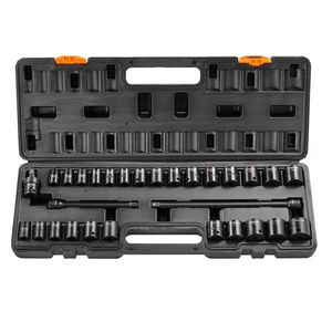 29 pièces 6 points 3/8in Drive Bit Kit d'outils à cliquet avec jeu de douilles à chocs Rangement pratique pour les outils essentiels - Product Image 1