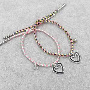 Kim Cương-dát Hình Trái Tim Mặt Dây Chuyền Và Đầy Màu Sắc Dệt Sợi Dây Thừng Vòng Đeo Tay Thiết Lập Thời Trang Chuỗi Vòng Đeo Tay Với Nam Châm Bóng - Product Image 1