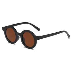 Gafas de Sol para bebés Gafas de sol mate para niños Marco redondo de moda Retro Mocha Gafas de color Anti Línea púrpura - Product Image 5