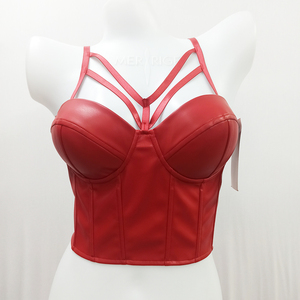 OEM/ODM Corset <span class=keywords><strong>bustier</strong></span> à bretelles en PU de haute qualité pour <span class=keywords><strong>femme</strong></span>, Crop top <span class=keywords><strong>bustier</strong></span> sexy en cuir PU, Camisole moulante décolletée - Product Image 4