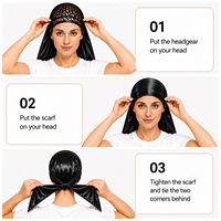 Bonnet enveloppant 2-en-1 personnalisé avec logo et foulard pour une routine de soin capillaire sans chaleur en soie, durable et confortable, facile à utiliser