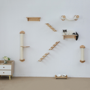 Hoopet China Suppliers Multifunctional Wood Wall Mounted Cat Climbing Wall Step Ladder Tree Toy