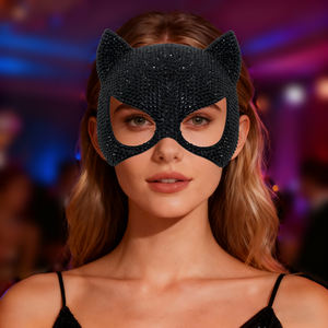 Grosir kostum pesta Natal Halloween wanita berlian rubah semi-wajah plastik kelas atas dapat digunakan kembali berkilau ramah lingkungan - Product Image 3