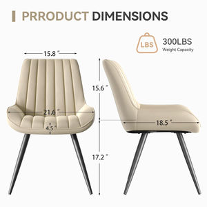 Chaise de salle à manger ergonomique moderne à nervures, revêtement en tissu haut de gamme, imperméable, coussinets de pieds réglables, confortable pour l'extérieur - Product Image 4