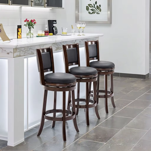 Bruine Premium Kwaliteit Barstoel 2 Stuks 29 Inch Houten Draaibare Barstoel met PVC Gedempte Zitting Bar- en Loungemeubilair - Product Image 6