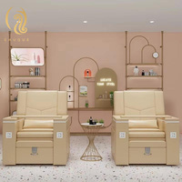Ensemble de chaises de pédicure et table de manucure de luxe, personnalisables et économiques, avec fonction bain à remous et massage pour spa et salon de manucure