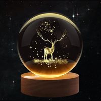 Lampe de nuit en cristal 3D en forme de pissenlit alimentée par USB pour la décoration des centres de table