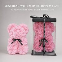 Ours en fleurs de rose séchées avec boîte de présentation en acrylique transparent 25cm 40cm 70cm Multicolore Cadeau pour petite amie