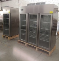 Réfrigérateur à porte vitrée de grande capacité, de qualité commerciale, durable, avec corps en acier inoxydable, refroidissement par ventilateur, personnalisable par l'OEM, 1, 2 ou 4 portes vitrées