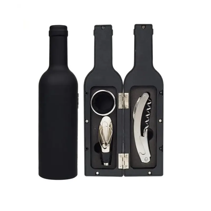 Juego de abridor de vino en forma de botella personalizado de 3 piezas, juego de herramientas de regalo de vino, juego de regalo de accesorios de abridor de botellas de vino para regalo