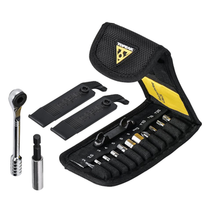 Kit d'outils d'entretien et de réparation de vélo à cliquet Rocket Lite DX à 16 fonctions avec sac en nylon de couleur noire - Product Image 1