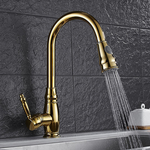 Смеситель кухонный латунный с вытяжным опрыскивателем - Product Image 1